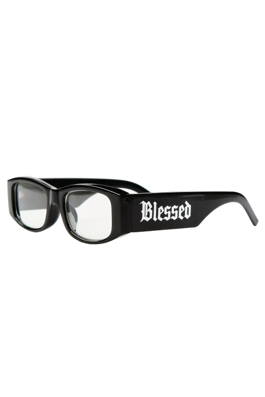 Blessed Black/Silver Square Rectangle Sunglass made by Rockstar Original