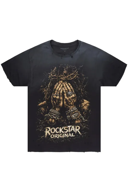 Sorrell Black Oversized Graphic T-Shirt made by Rockstar Original