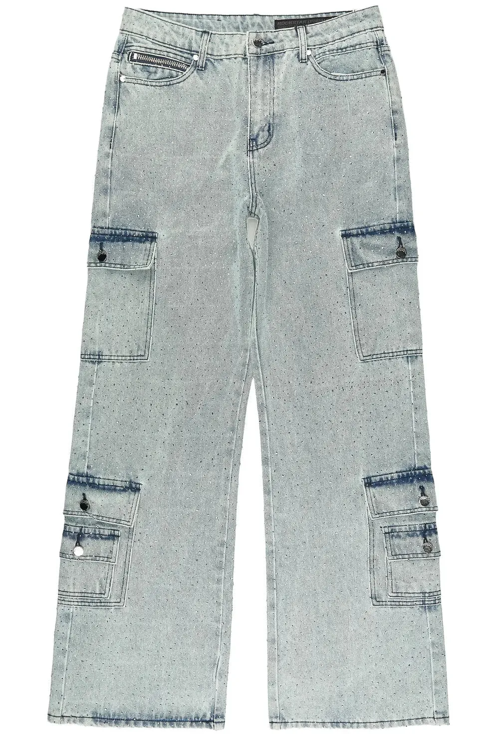 Aeson Light Blue Rhinestone Baggy Fit Jean sold by Rockstar Original product image thumbnail 2