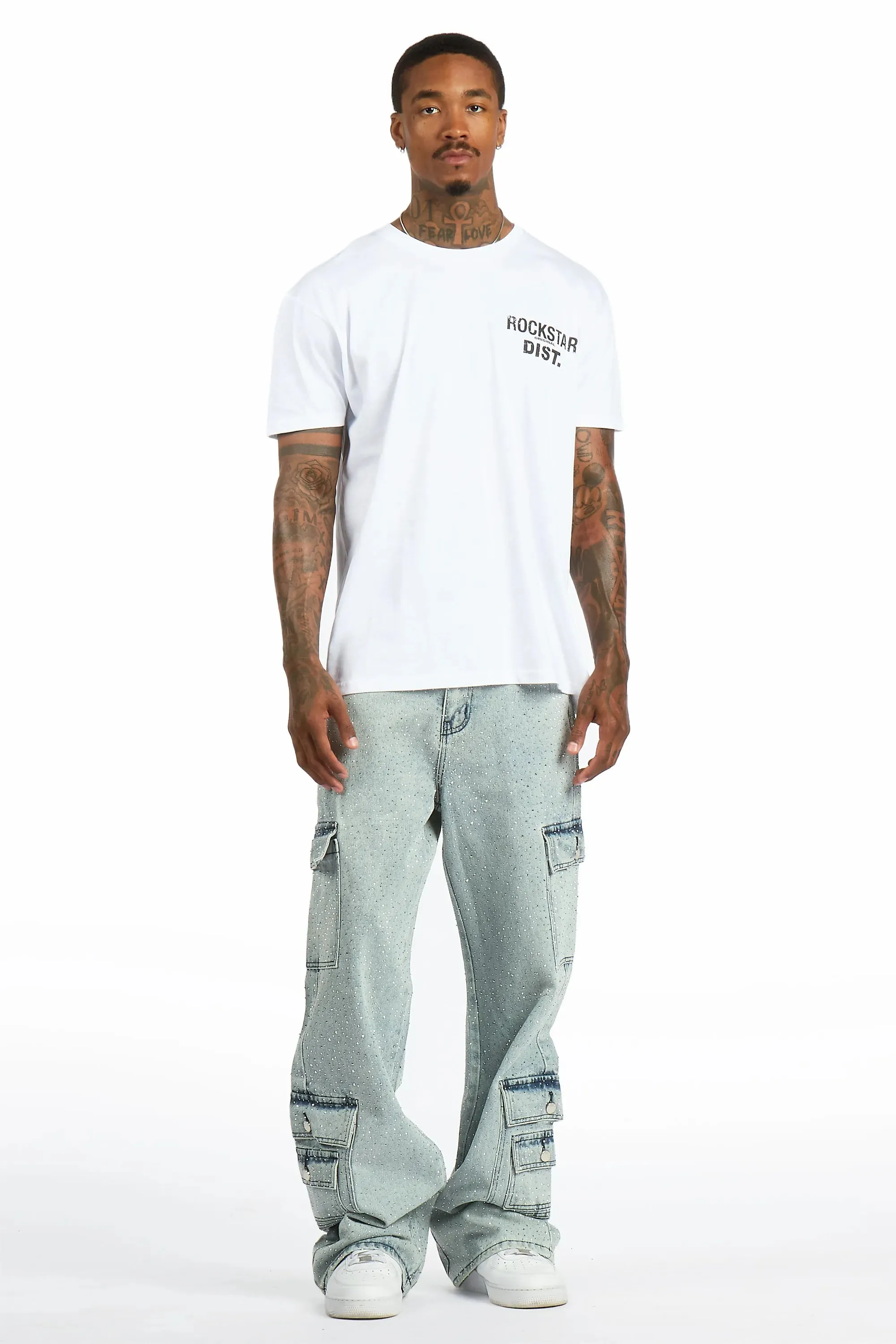 Aeson Light Blue Rhinestone Baggy Fit Jean sold by Rockstar Original product image thumbnail 3