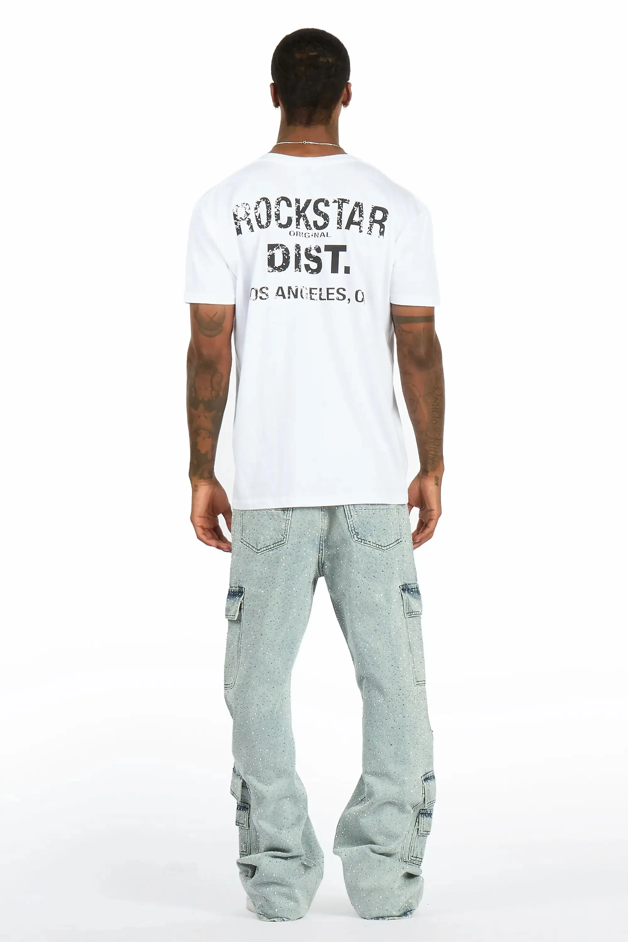 Aeson Light Blue Rhinestone Baggy Fit Jean sold by Rockstar Original product image thumbnail 5