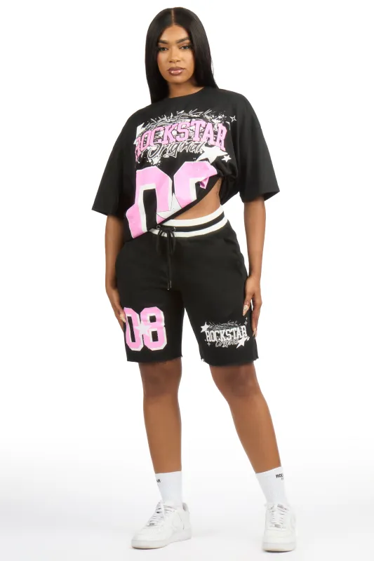 Carolina Black/Pink T-Shirt Short Set made by Rockstar Original
