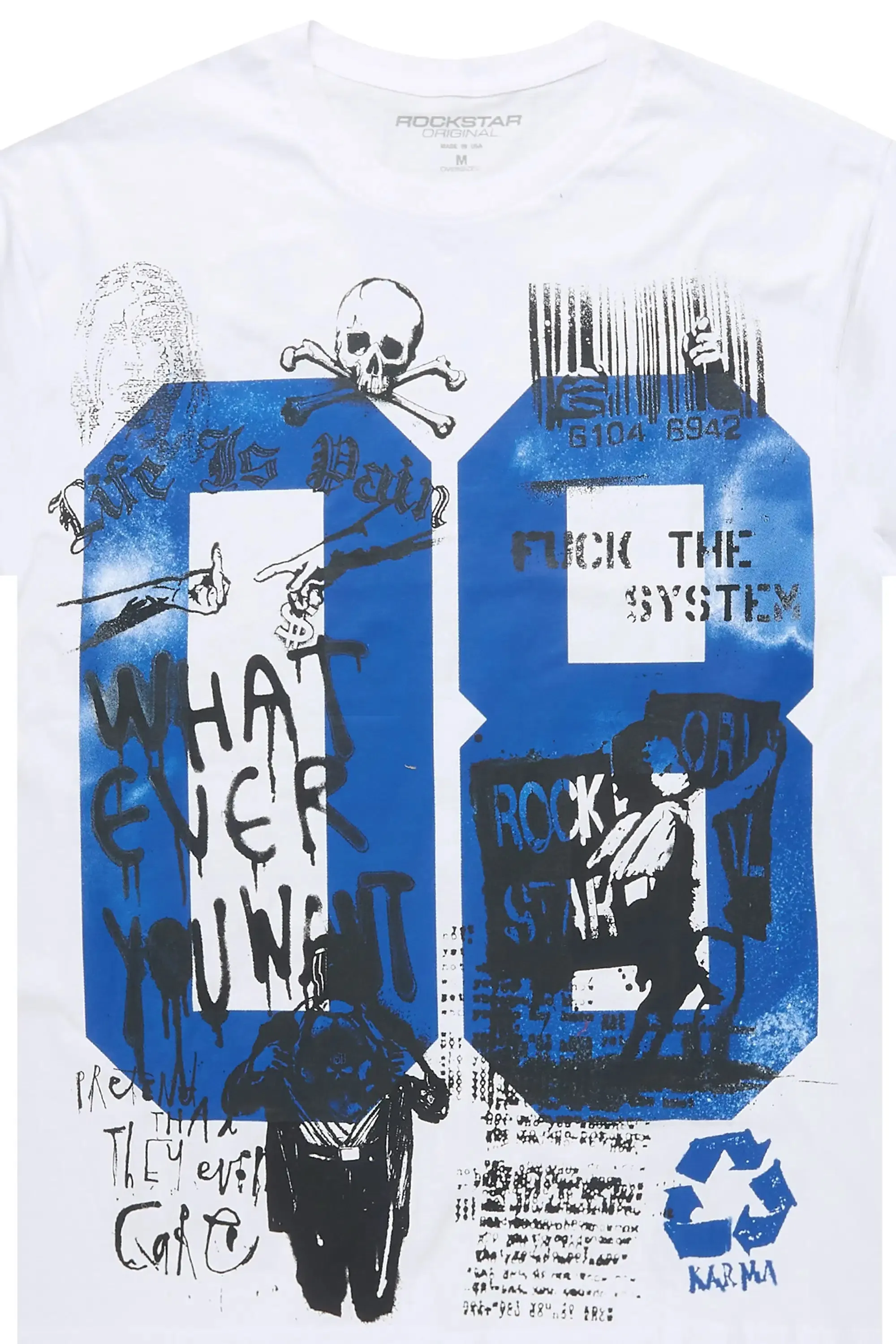 Kammile 3.0 White/Blue Oversized T-Shirt sold by Rockstar Original product image thumbnail 2