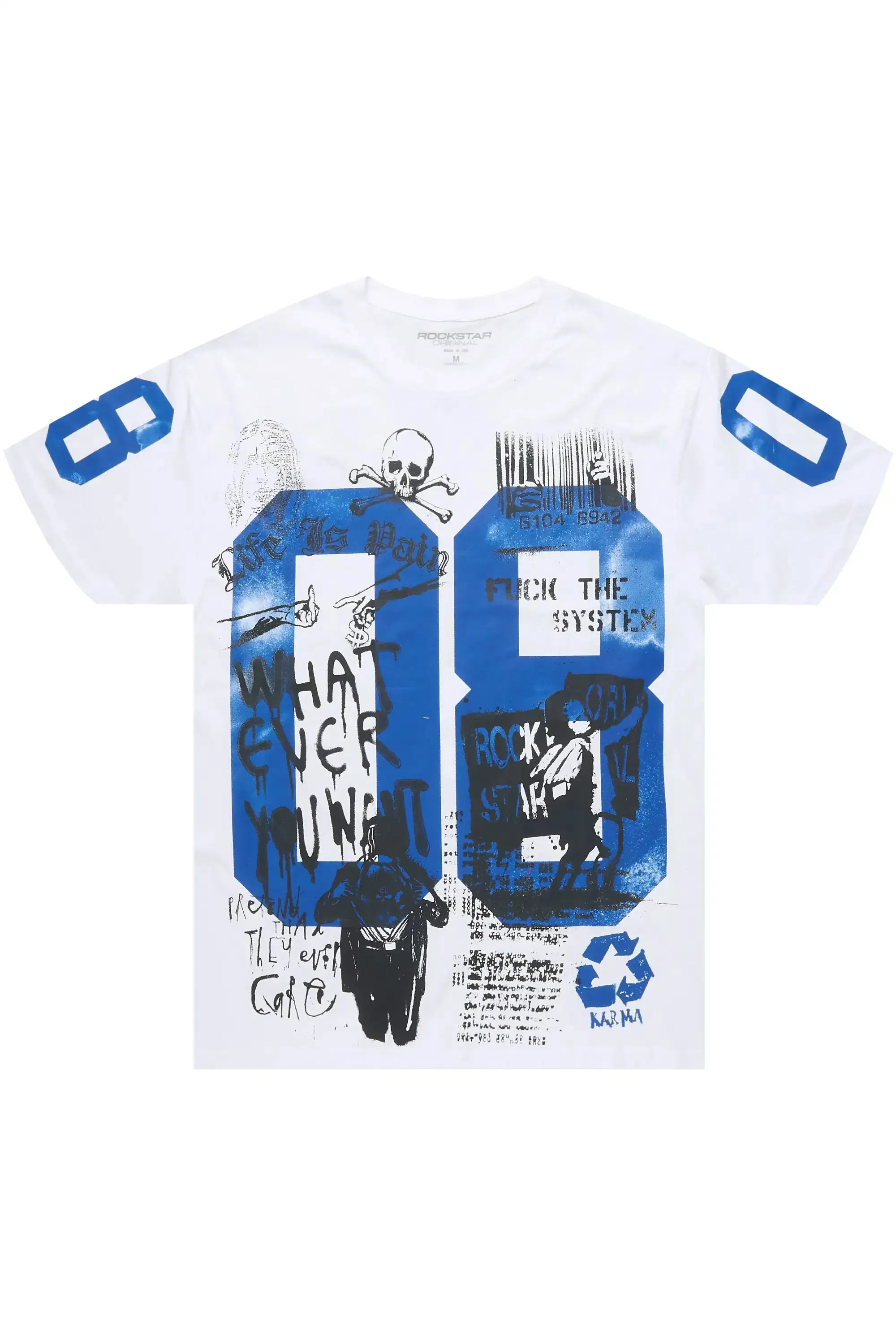 Kammile 3.0 White/Blue Oversized T-Shirt sold by Rockstar Original