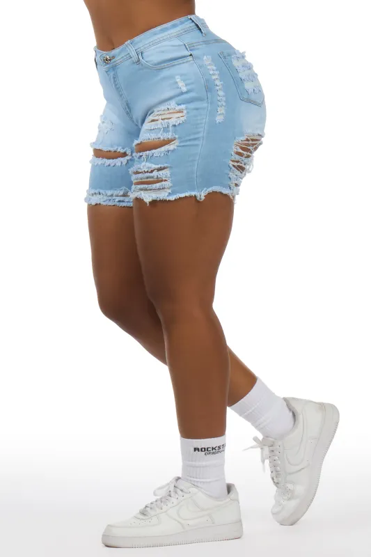 Adilla Light Wash Distressed Denim Short made by Rockstar Original