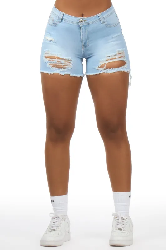 Denee Light Wash Distressed Denim Short made by Rockstar Original