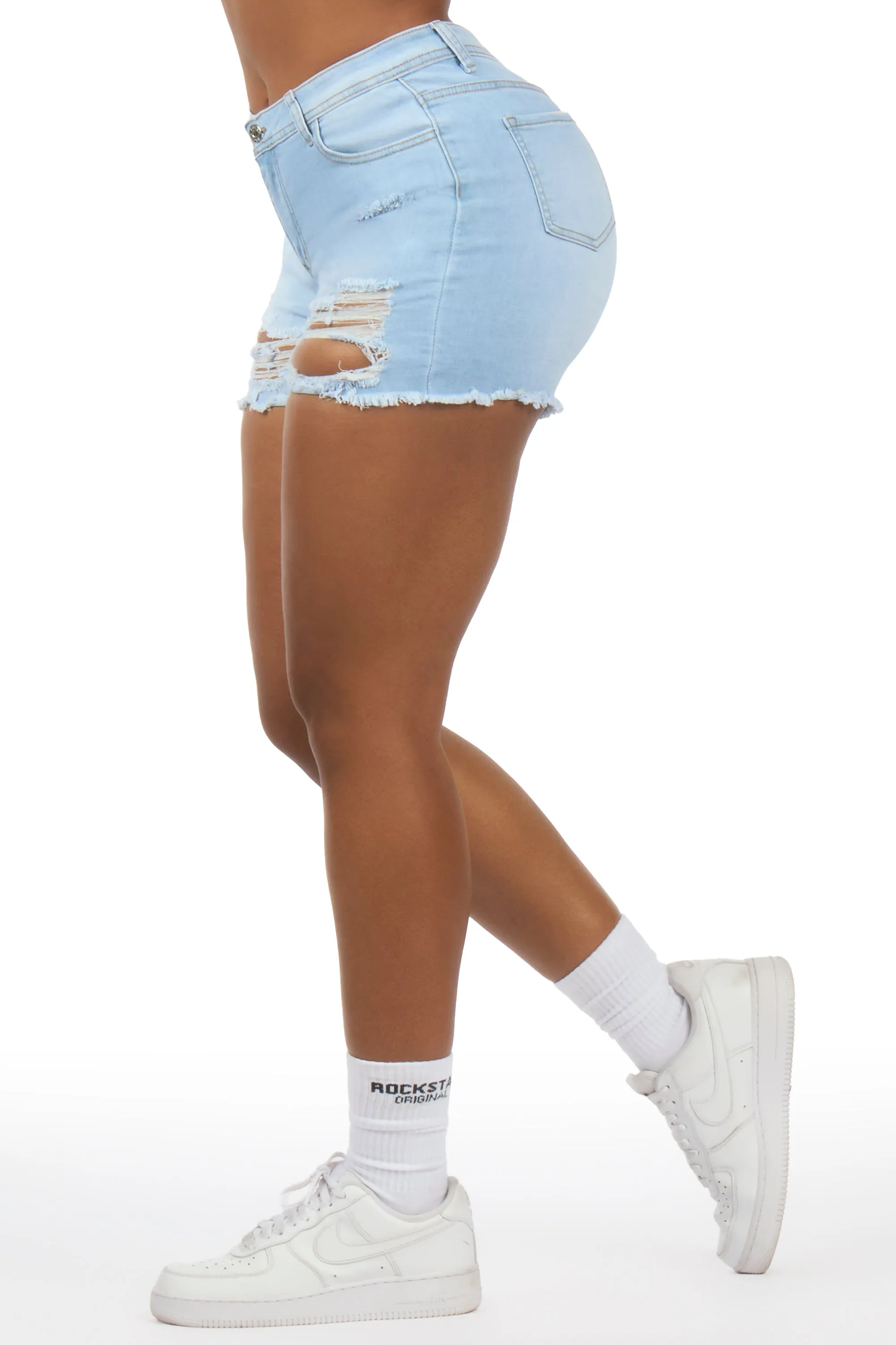 Denee Light Wash Distressed Denim Short sold by Rockstar Original product image thumbnail 2