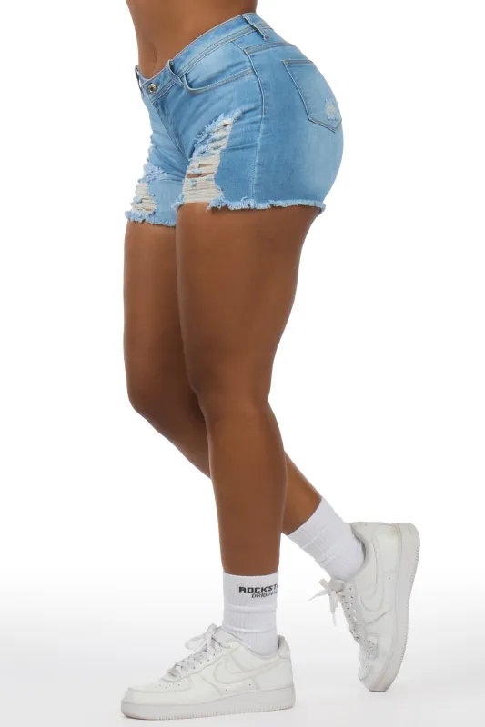 Jannete Light Wash Distressed Denim Short made by Rockstar Original