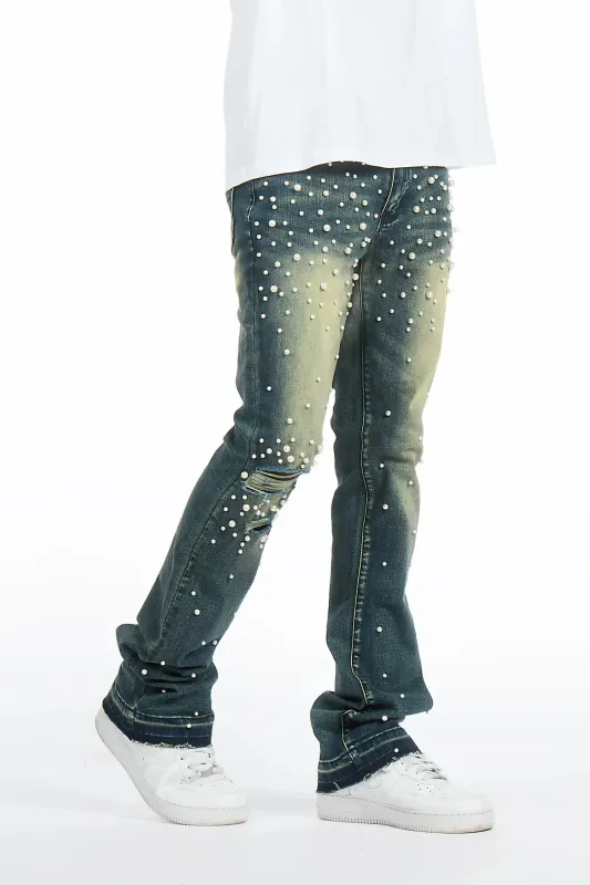 Lennux Dark Blue Pearl Stacked Fit Jean made by Rockstar Original
