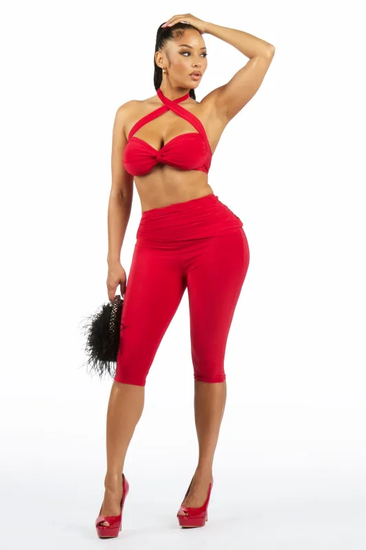 Pedal-Up Red Matching Capri Set made by Rockstar Original