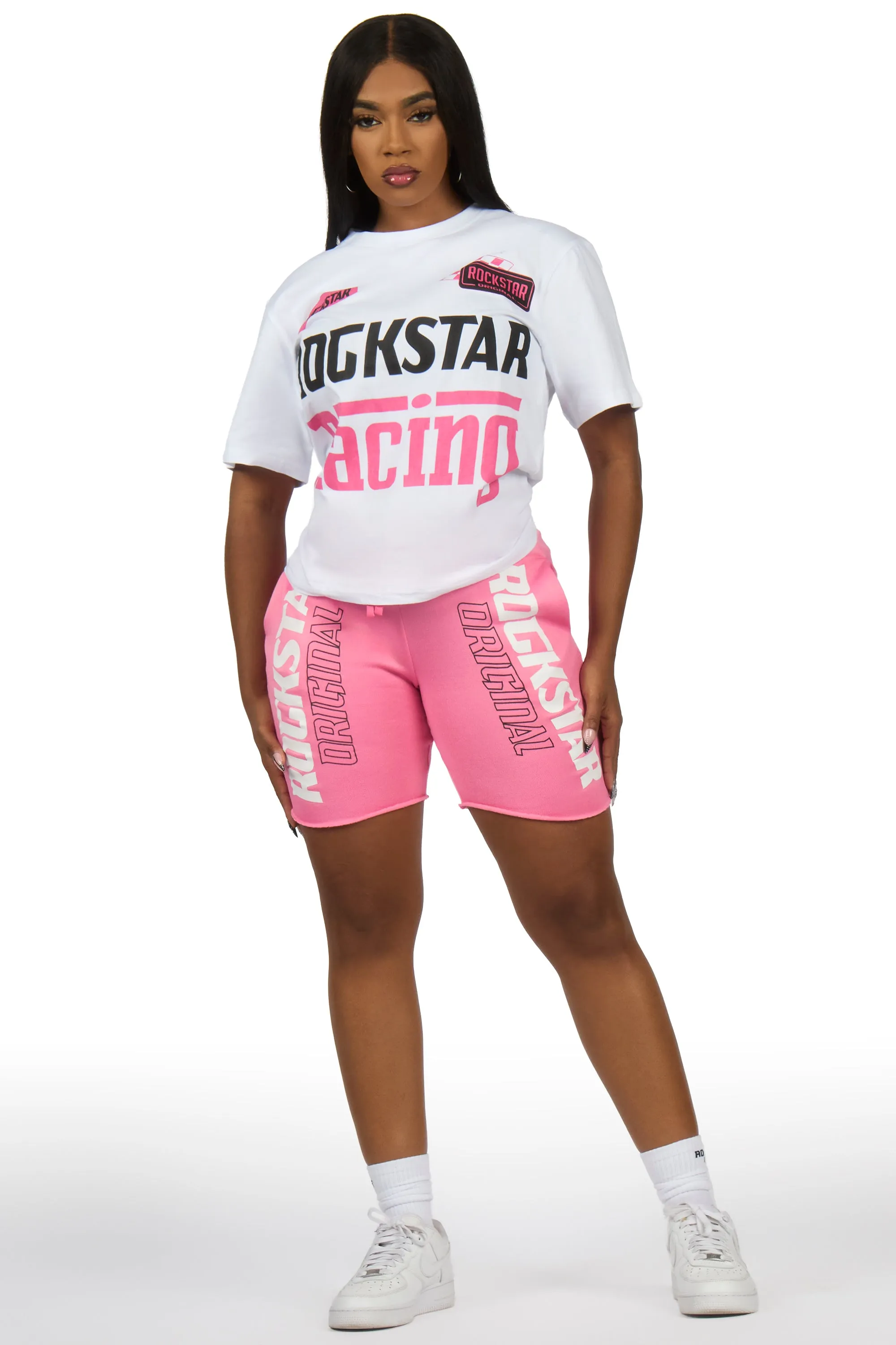 Tarie White/Pink T-Shirt Short Set sold by Rockstar Original product image thumbnail 5