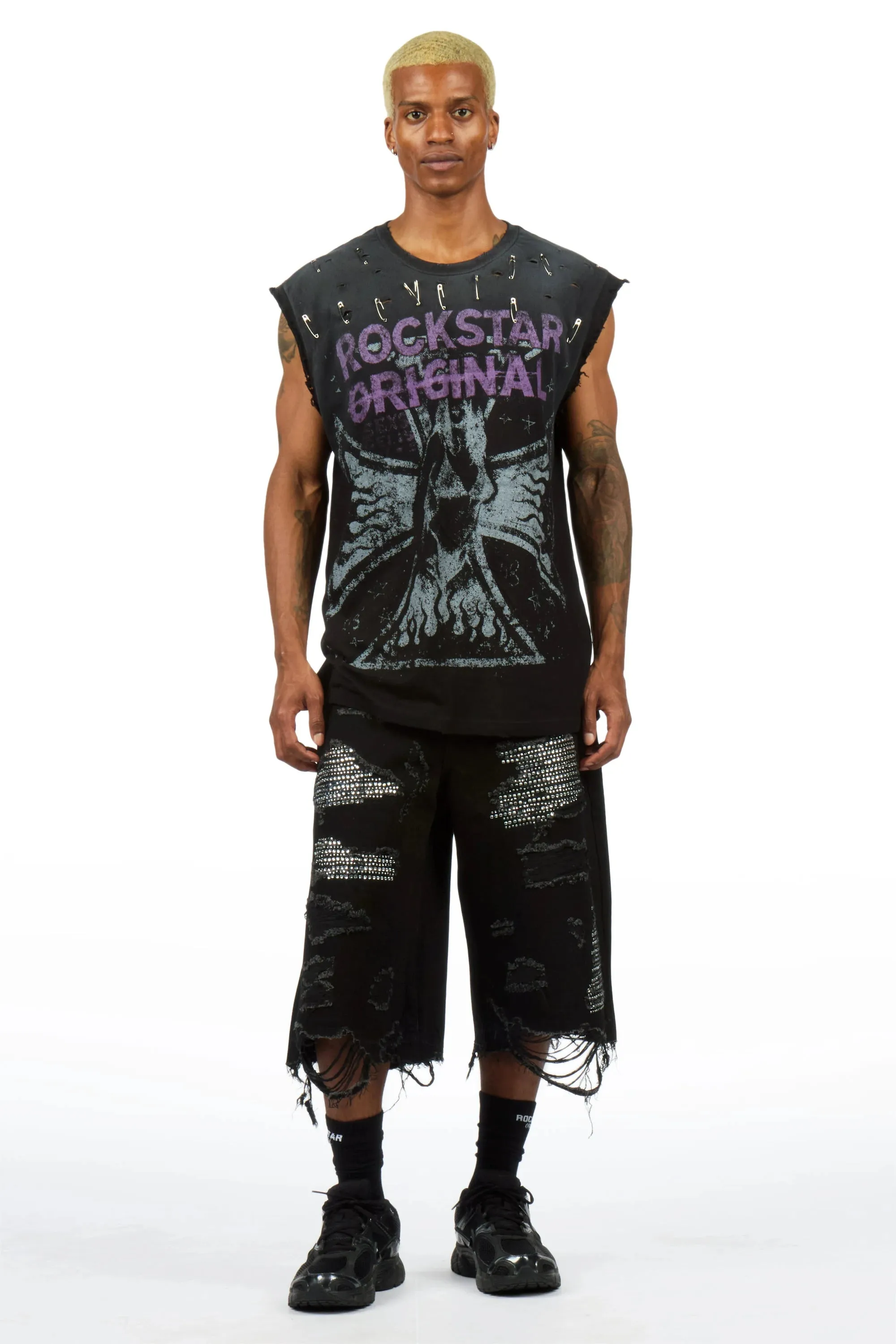 Mathey Black Rhinestone Jort sold by Rockstar Original product image thumbnail 3