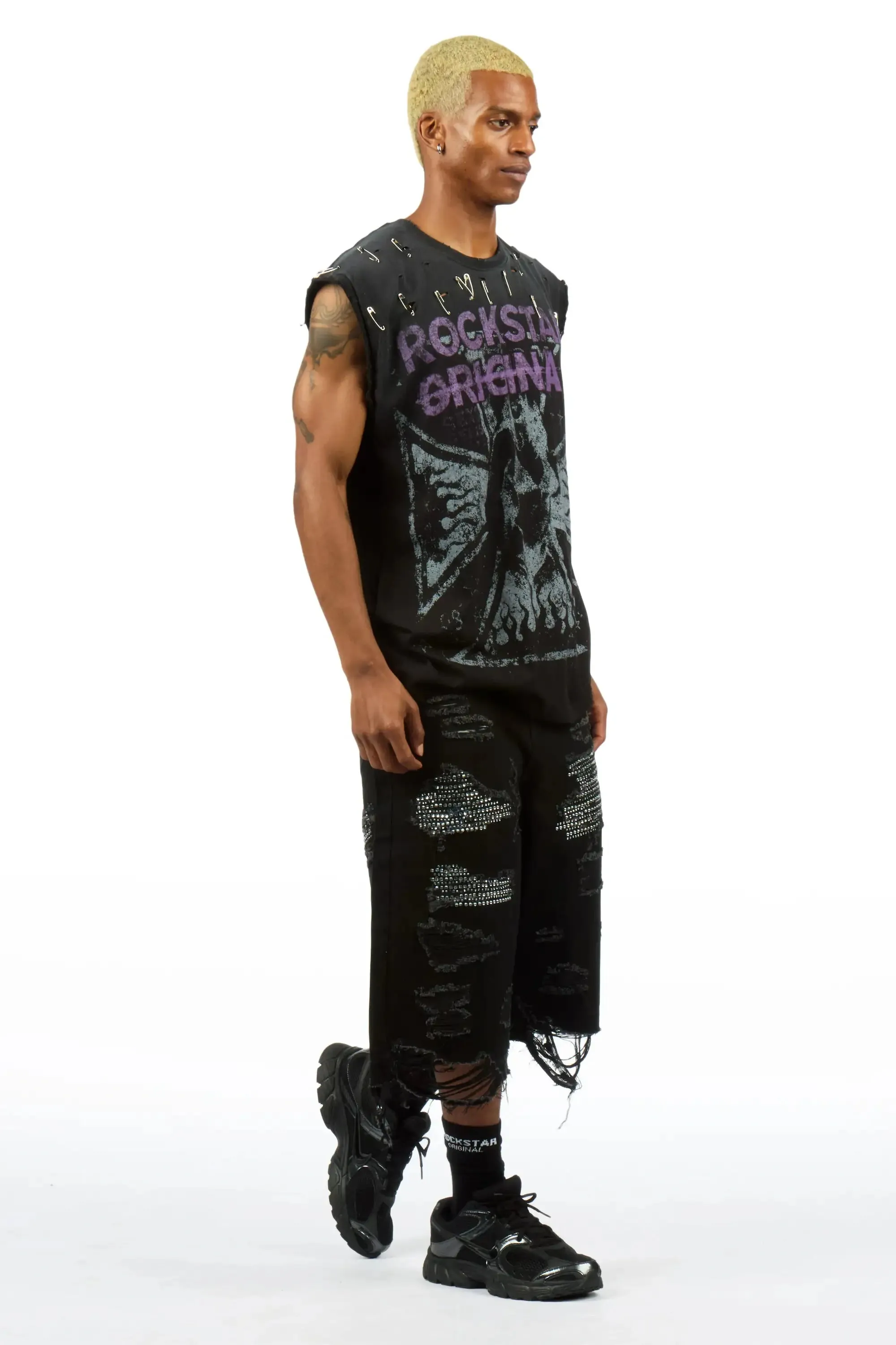 Mathey Black Rhinestone Jort sold by Rockstar Original product image thumbnail 4