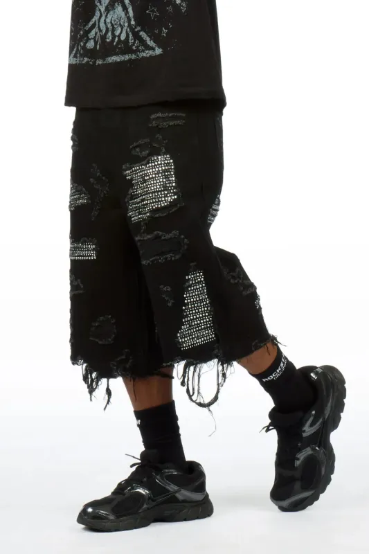 Mathey Black Rhinestone Jort made by Rockstar Original