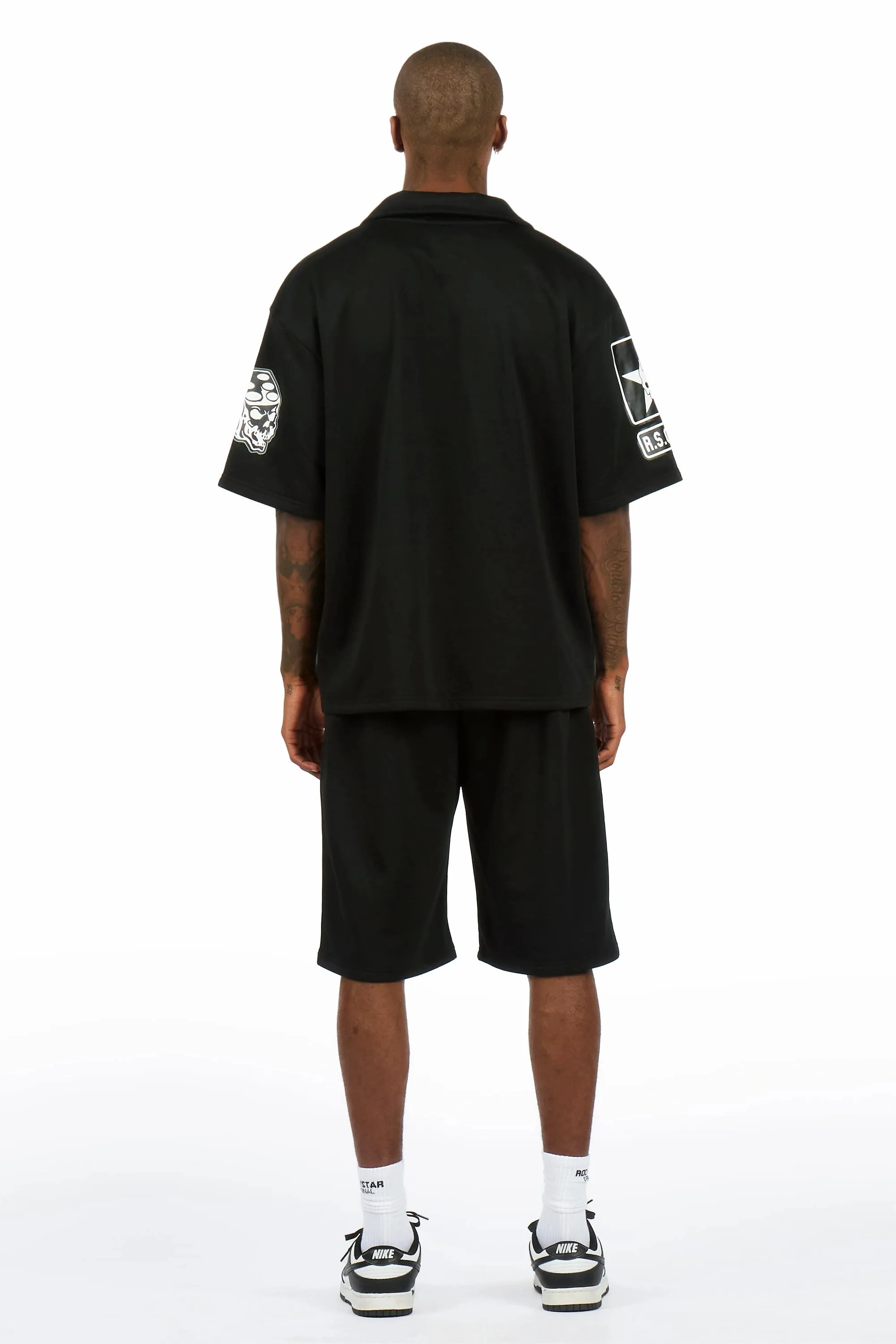 Vidar Black Button Down T-Shirt/Short Set sold by Rockstar Original product image thumbnail 4