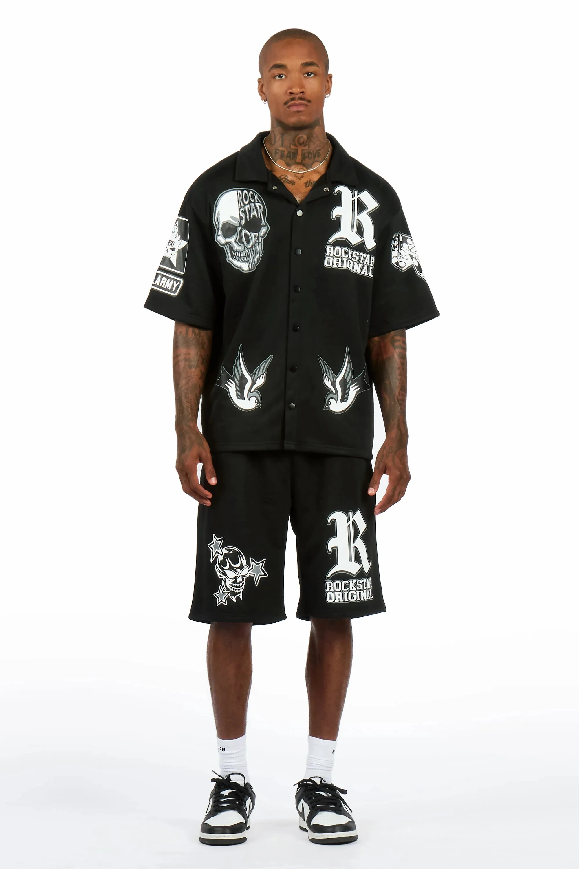 Vidar Black Button Down T-Shirt/Short Set sold by Rockstar Original product image thumbnail 2