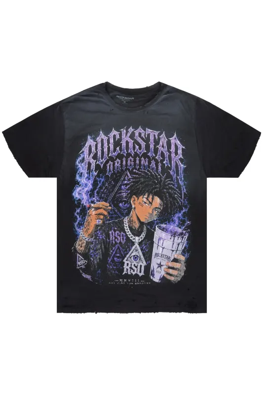 Vexler Black Oversized Graphic T-Shirt made by Rockstar Original