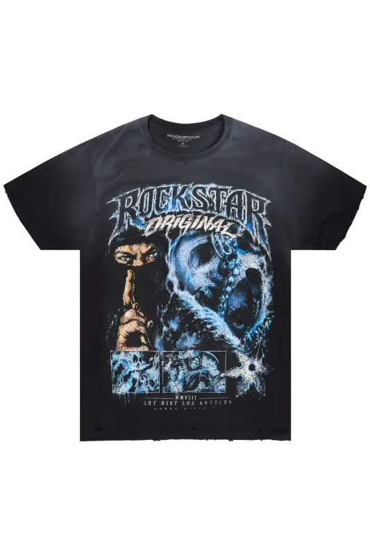 Kordell Black Oversized Graphic T-Shirt made by Rockstar Original