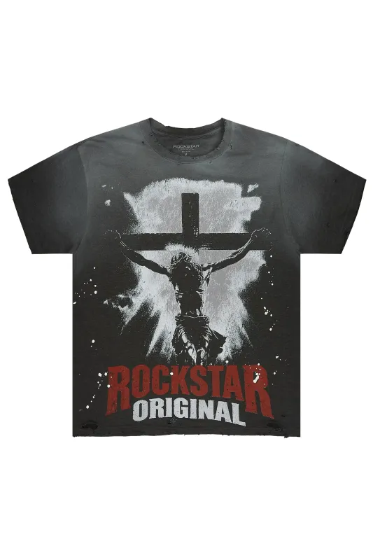 Wafers Charcoal Oversized Graphic T-Shirt made by Rockstar Original