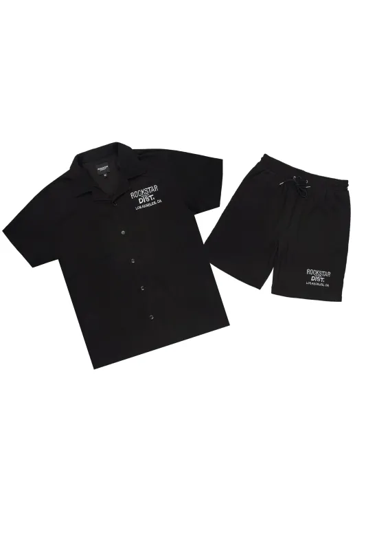 Kason Black Button Down Shirt/Short Set made by Rockstar Original