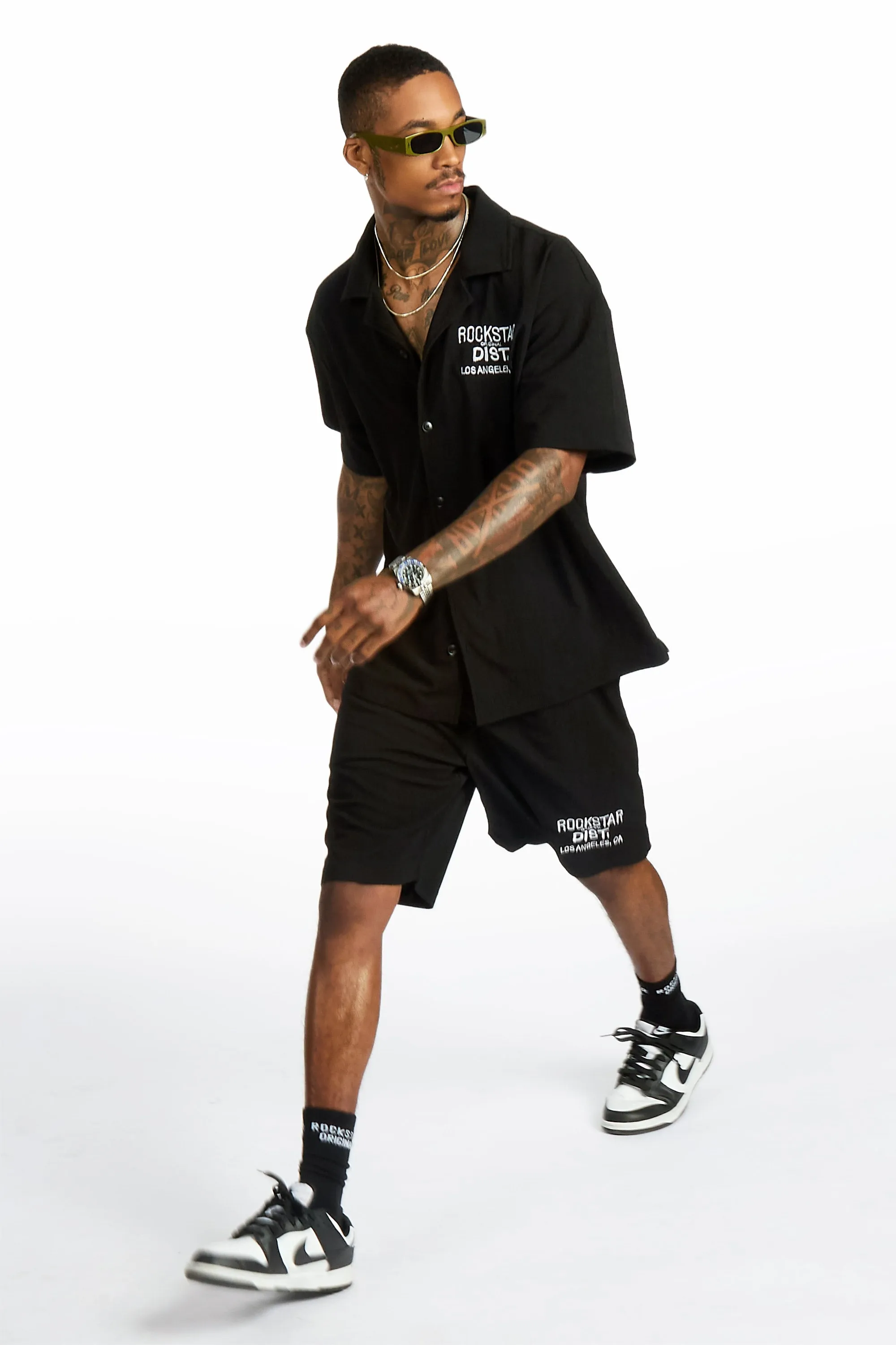 Kason Black Button Down Shirt/Short Set sold by Rockstar Original product image thumbnail 3