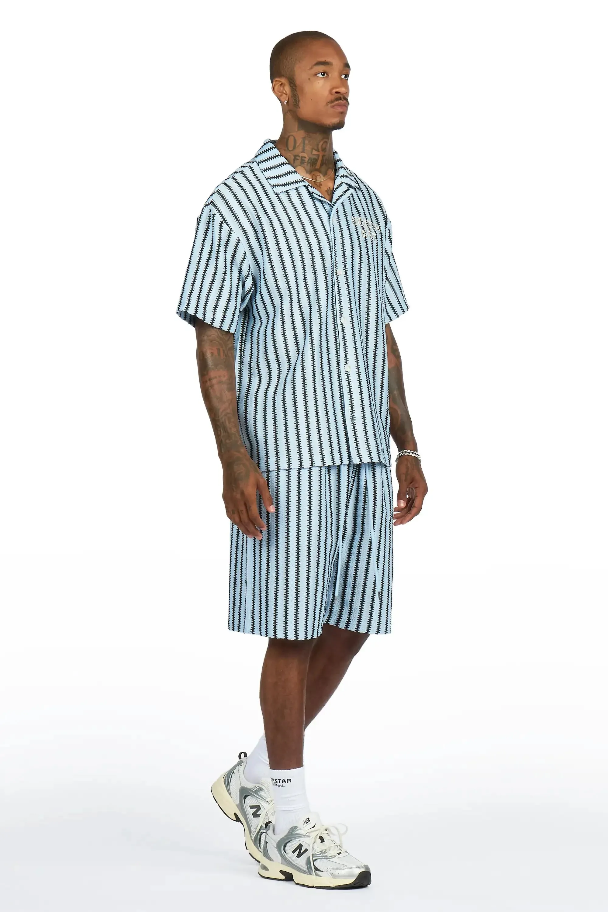 Gerald Light Blue Button Down Shirt/Short Set sold by Rockstar Original product image thumbnail 3