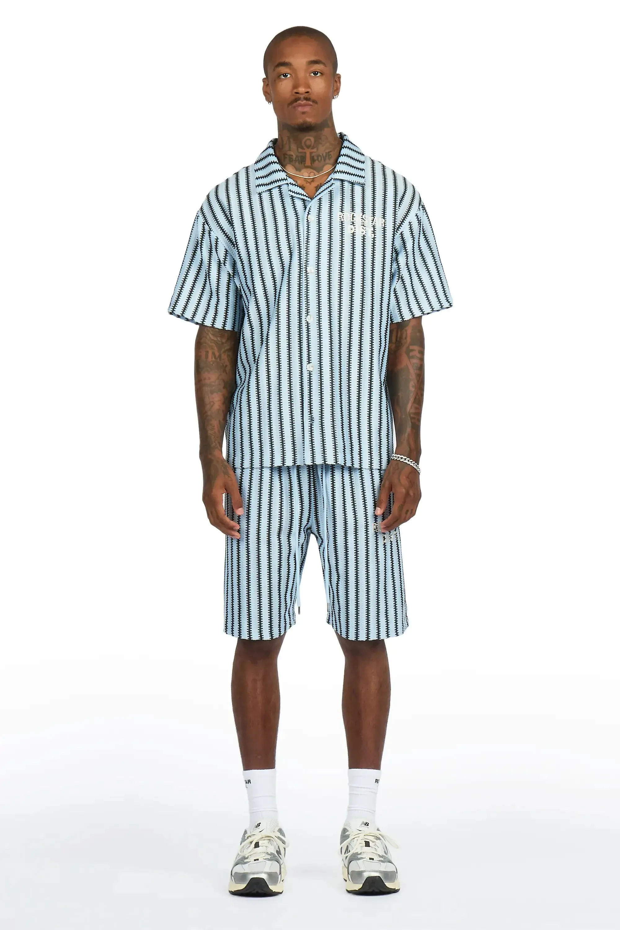 Gerald Light Blue Button Down Shirt/Short Set sold by Rockstar Original product image thumbnail 2