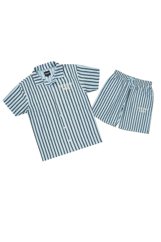 Gerald Light Blue Button Down Shirt/Short Set made by Rockstar Original