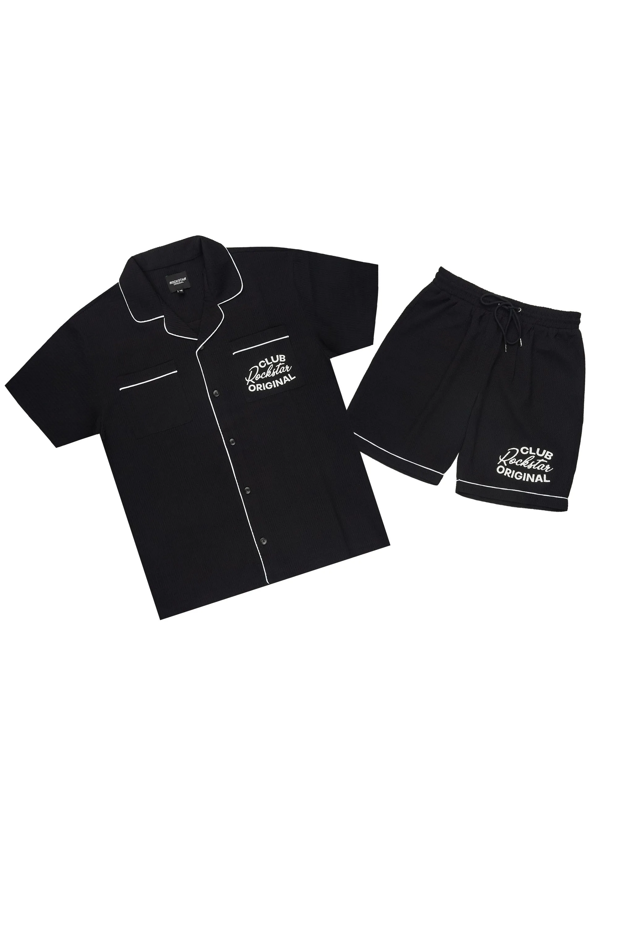 Clarence Black Button Down Shirt/Short Set sold by Rockstar Original