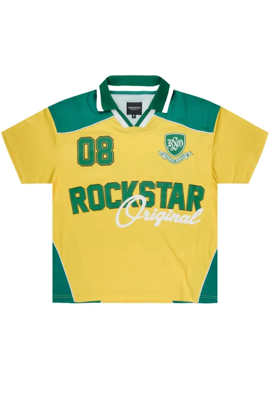 Roche Yellow/Green World Soccer Inspired Graphic Jersey made by Rockstar Original