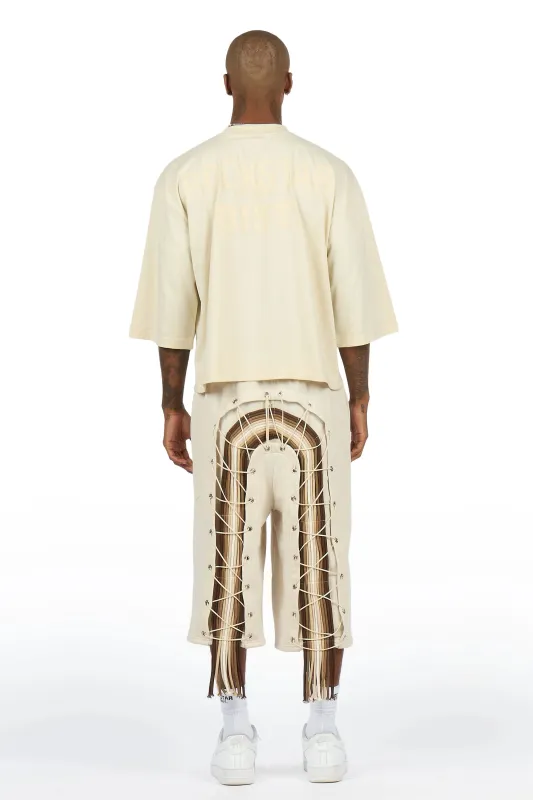 Jolan Beige T-Shirt/Jort Set made by Rockstar Original