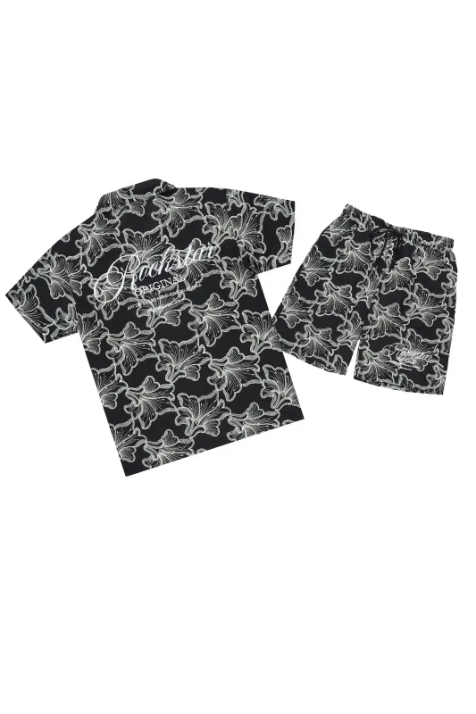Phineas Black Button Down Shirt/Short Set made by Rockstar Original