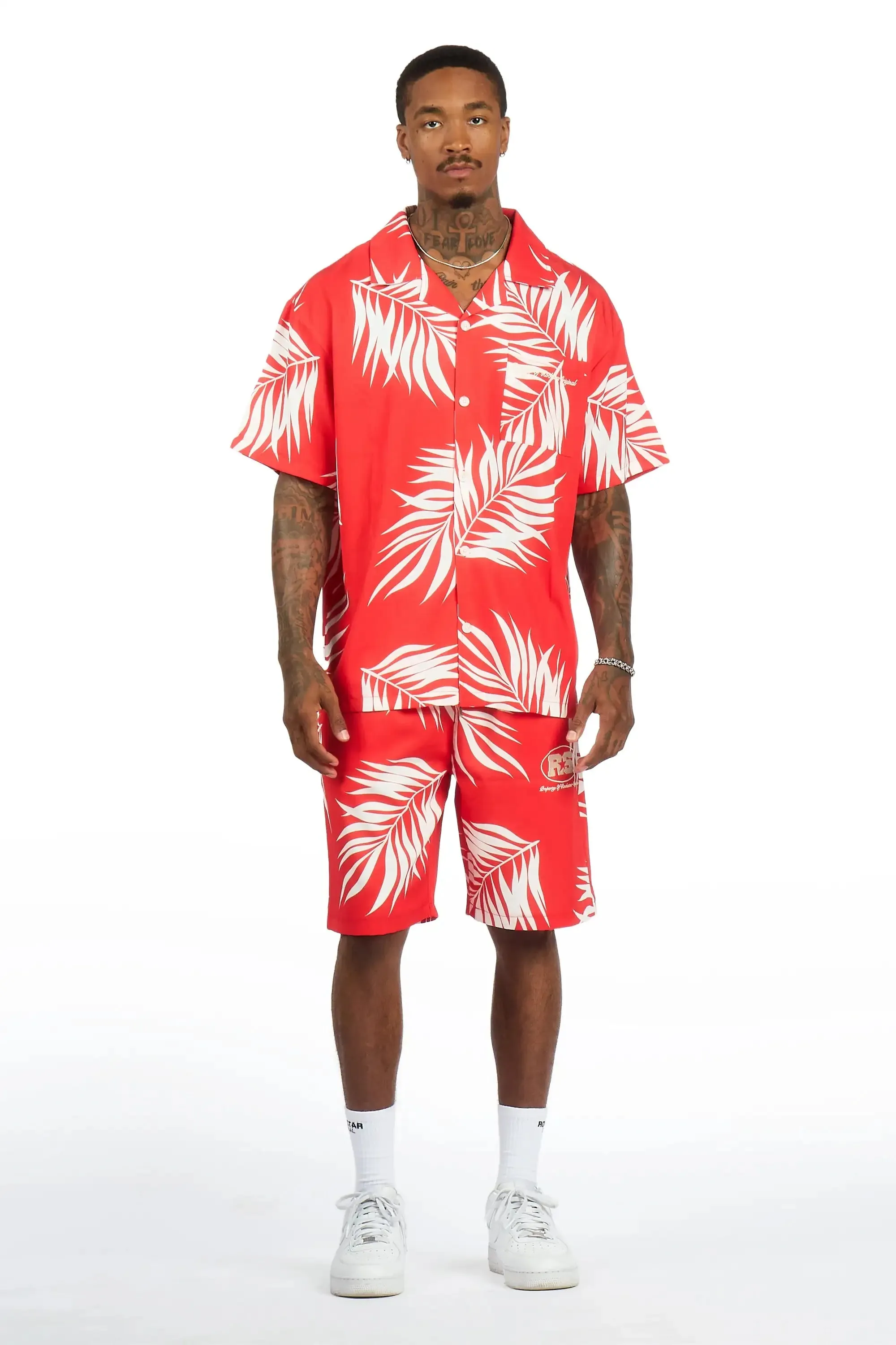 Puka Red Button Down Shirt/Short Set sold by Rockstar Original product image thumbnail 2