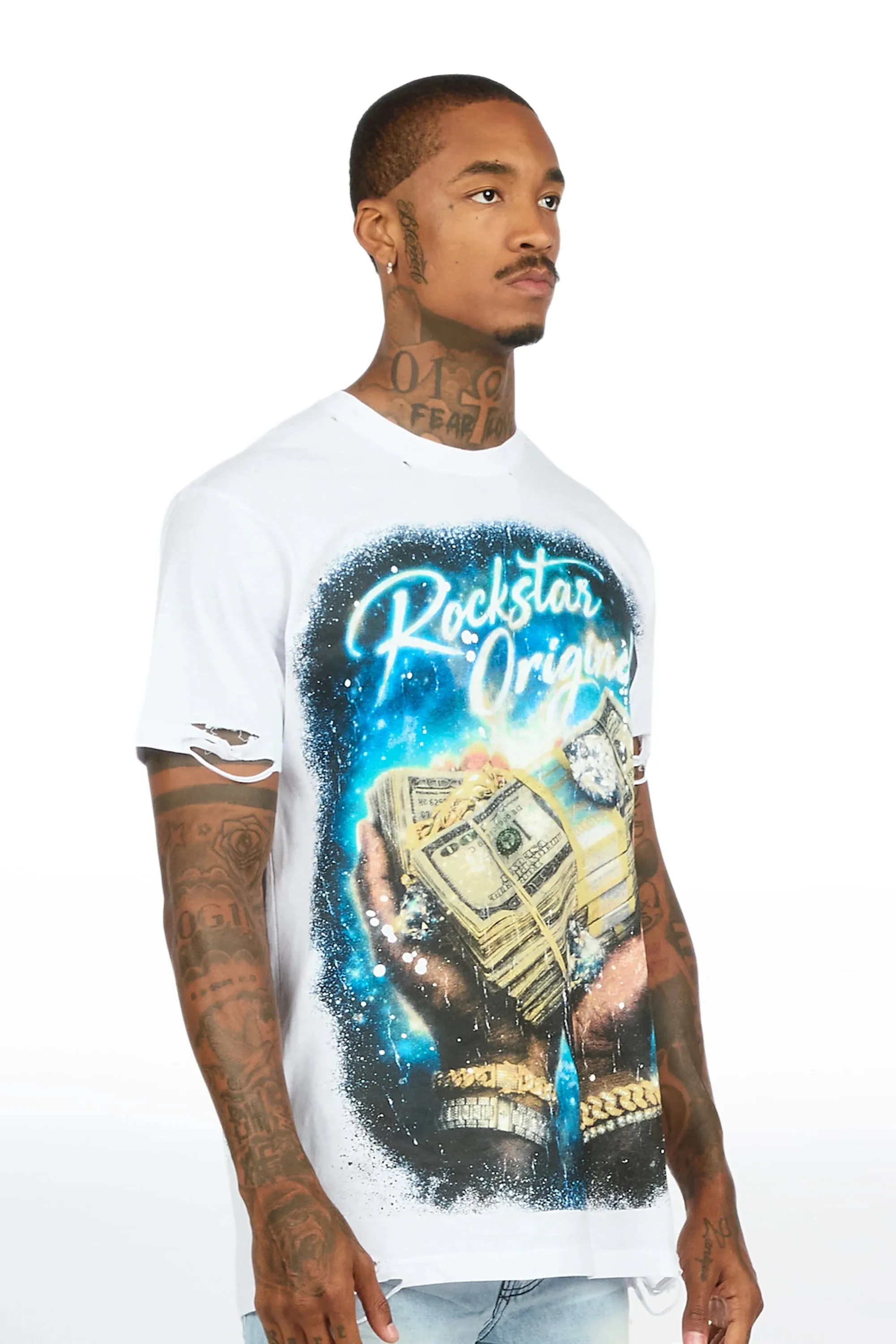 Contreras White Oversized Graphic T-Shirt sold by Rockstar Original product image thumbnail 4