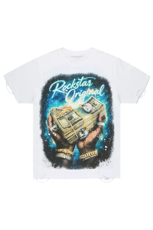 Contreras White Oversized Graphic T-Shirt made by Rockstar Original