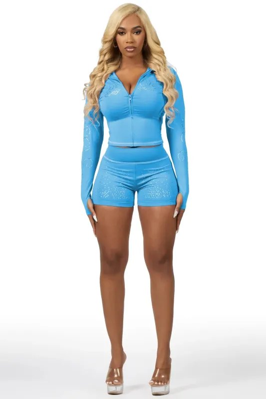 Joella Blue Rhinestone Short Set made by Rockstar Original
