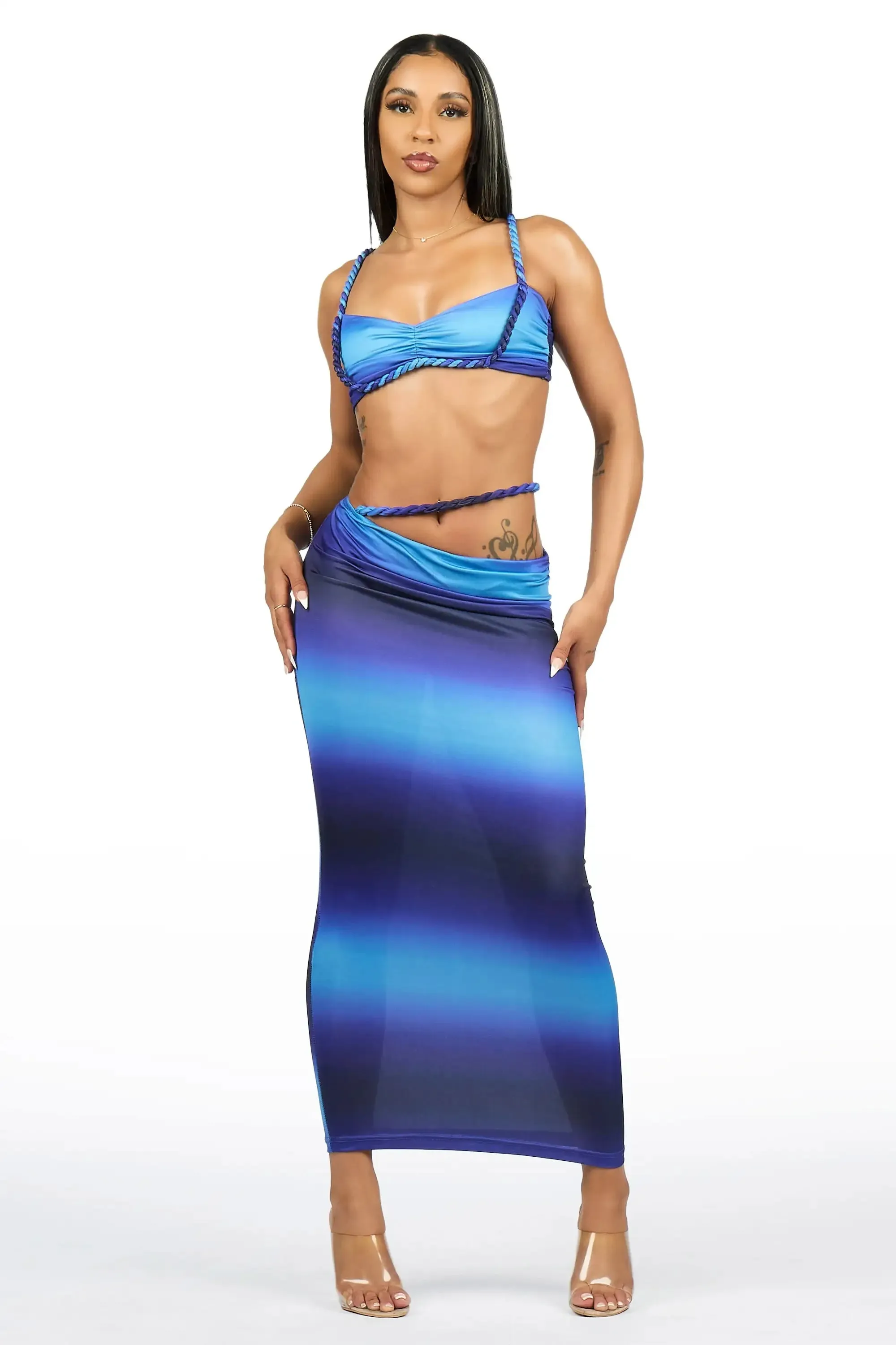 Braid-it Blue 2 Piece Maxi Skirt Set sold by Rockstar Original product image thumbnail 2