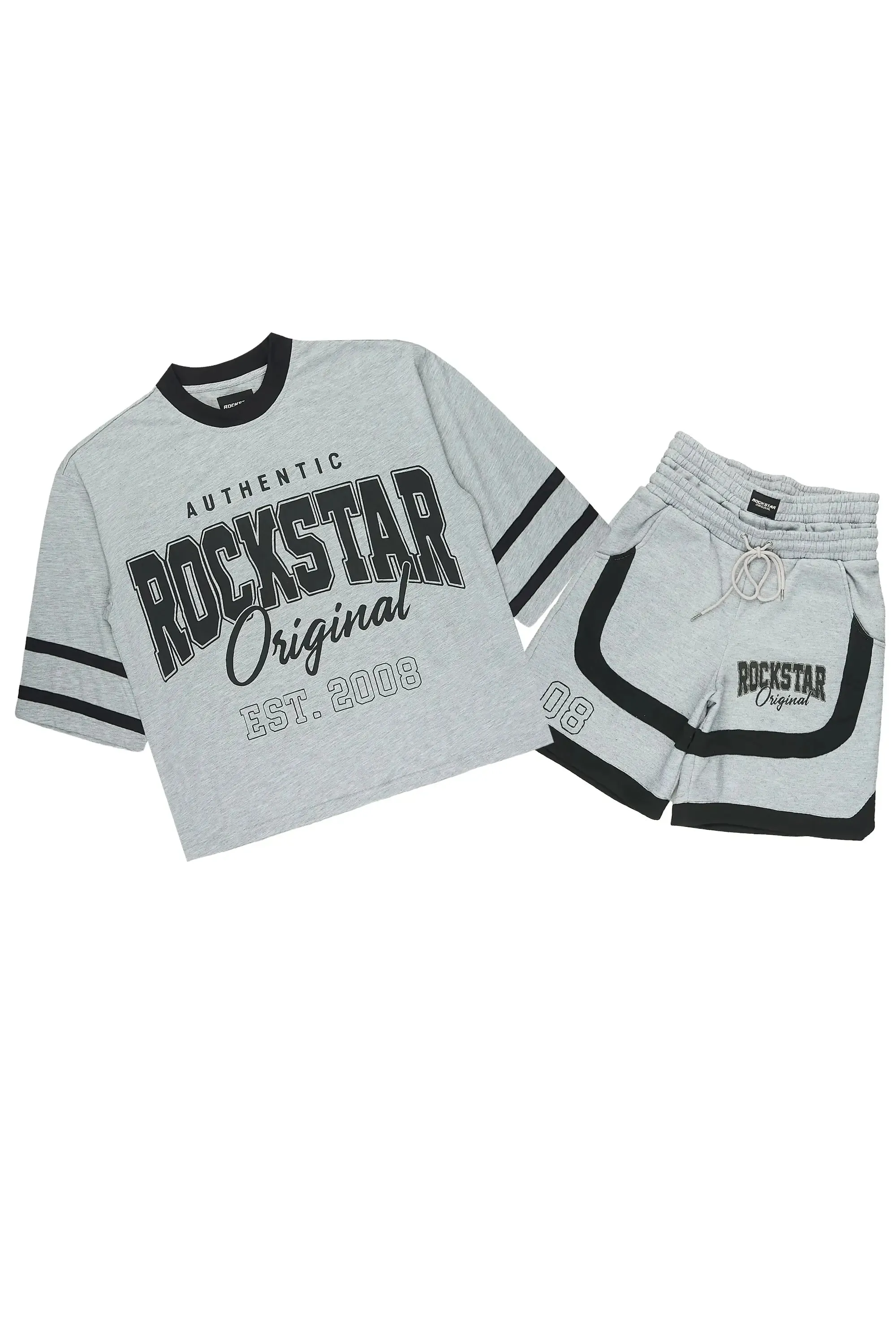 Redford Heather Grey T-Shirt/Double Waisted Short Set sold by Rockstar Original