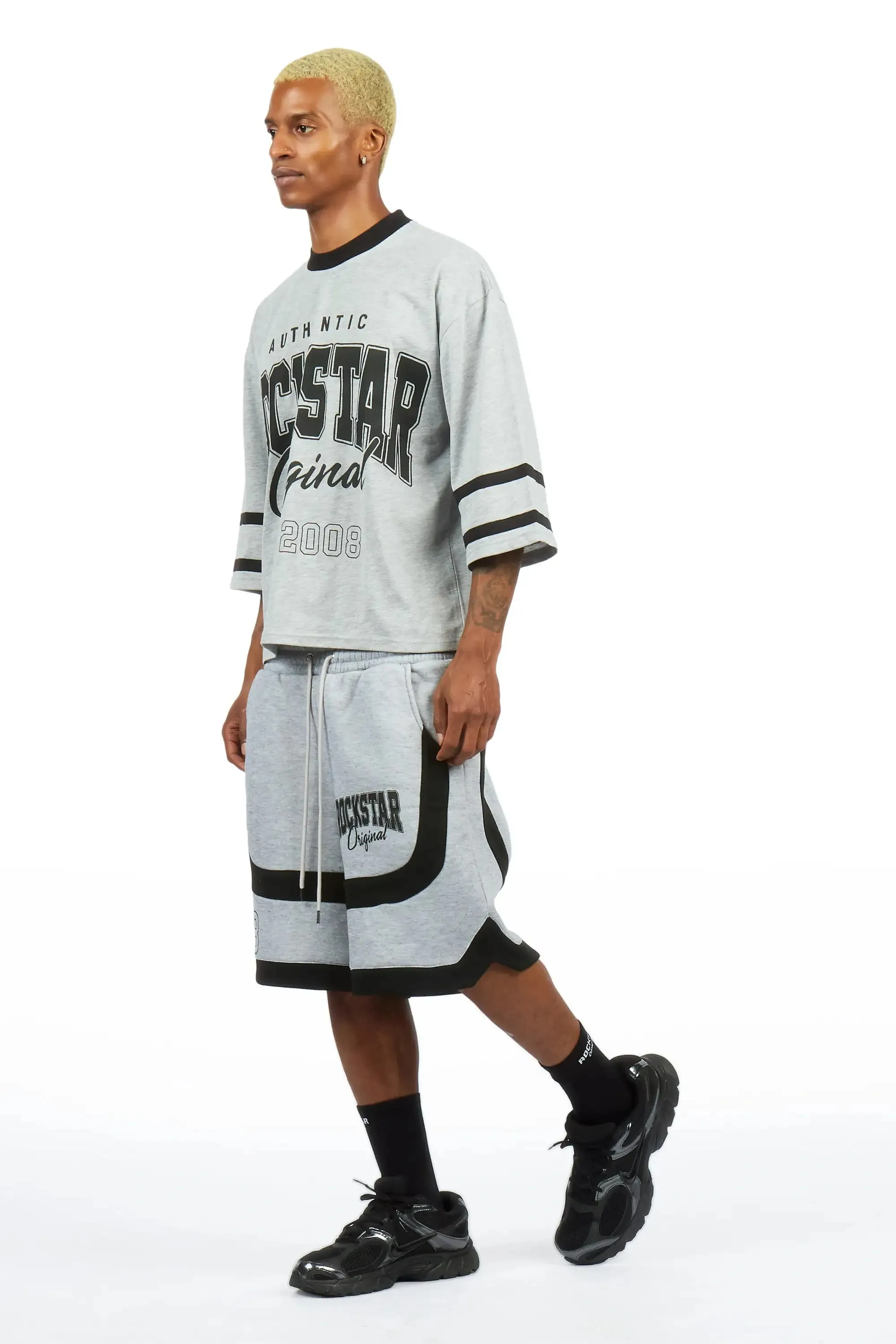 Redford Heather Grey T-Shirt/Double Waisted Short Set sold by Rockstar Original product image thumbnail 5
