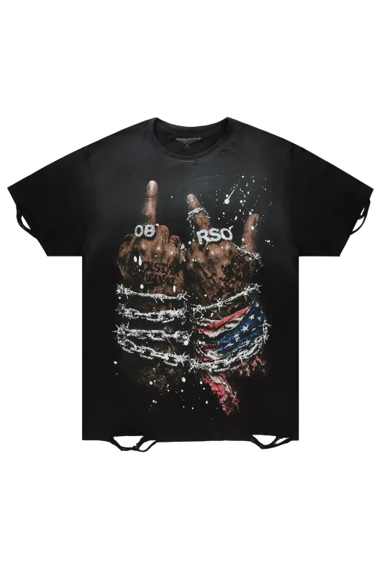 Melo Black Oversized Graphic T-Shirt made by Rockstar Original