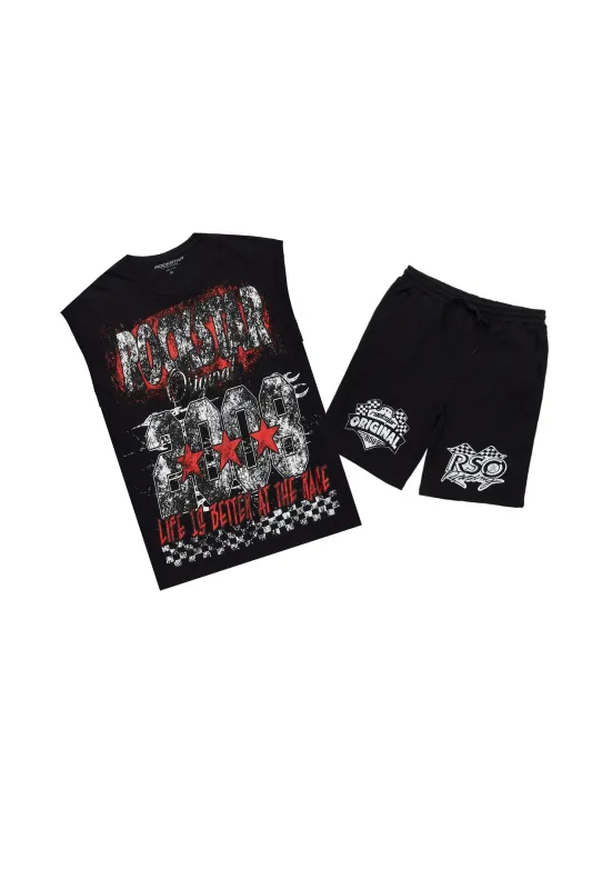 Racing Grung Black Graphic Cut Sleeve T-Shirt Short Set made by Rockstar Original