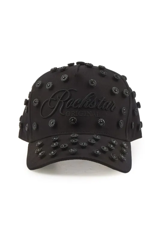 Roma Black/Black Rhinestone Trucker Hat made by Rockstar Original
