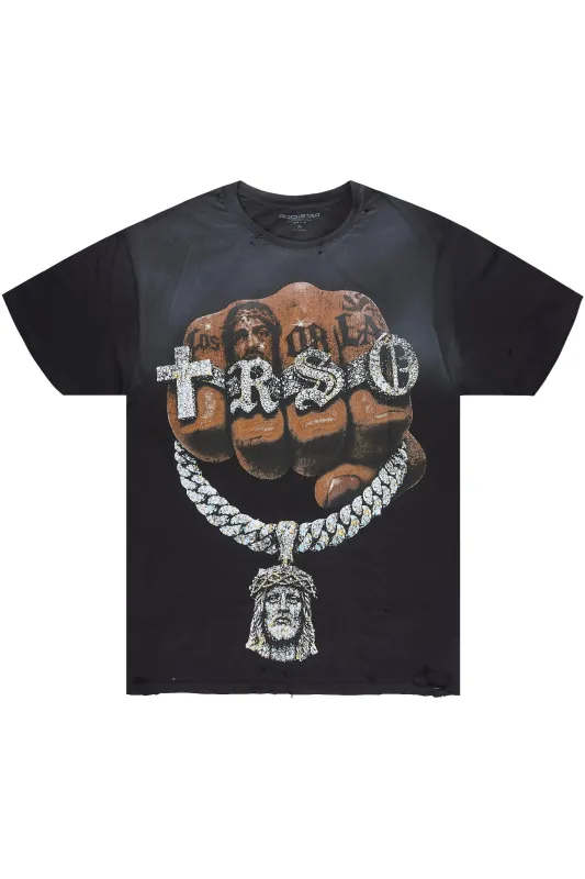 Echo Black Oversized Graphic T-Shirt made by Rockstar Original