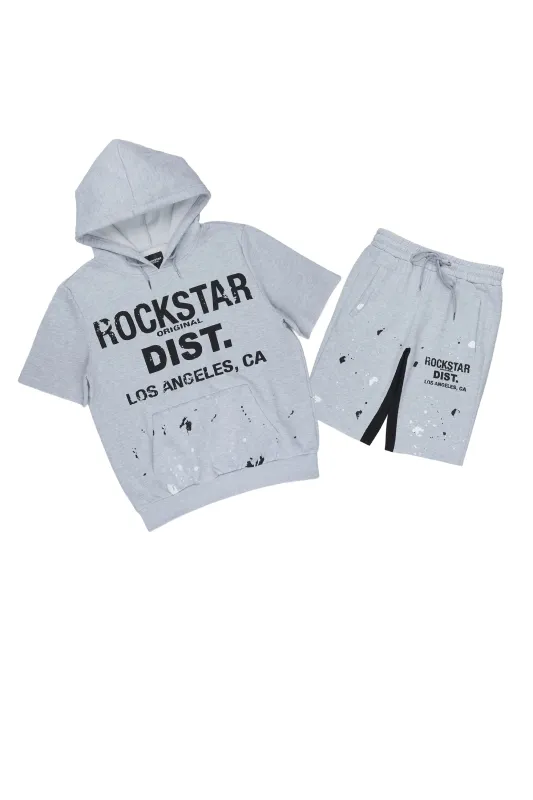 Scottie Heather Grey Cut Sleeve Hoodie Short Set made by Rockstar Original