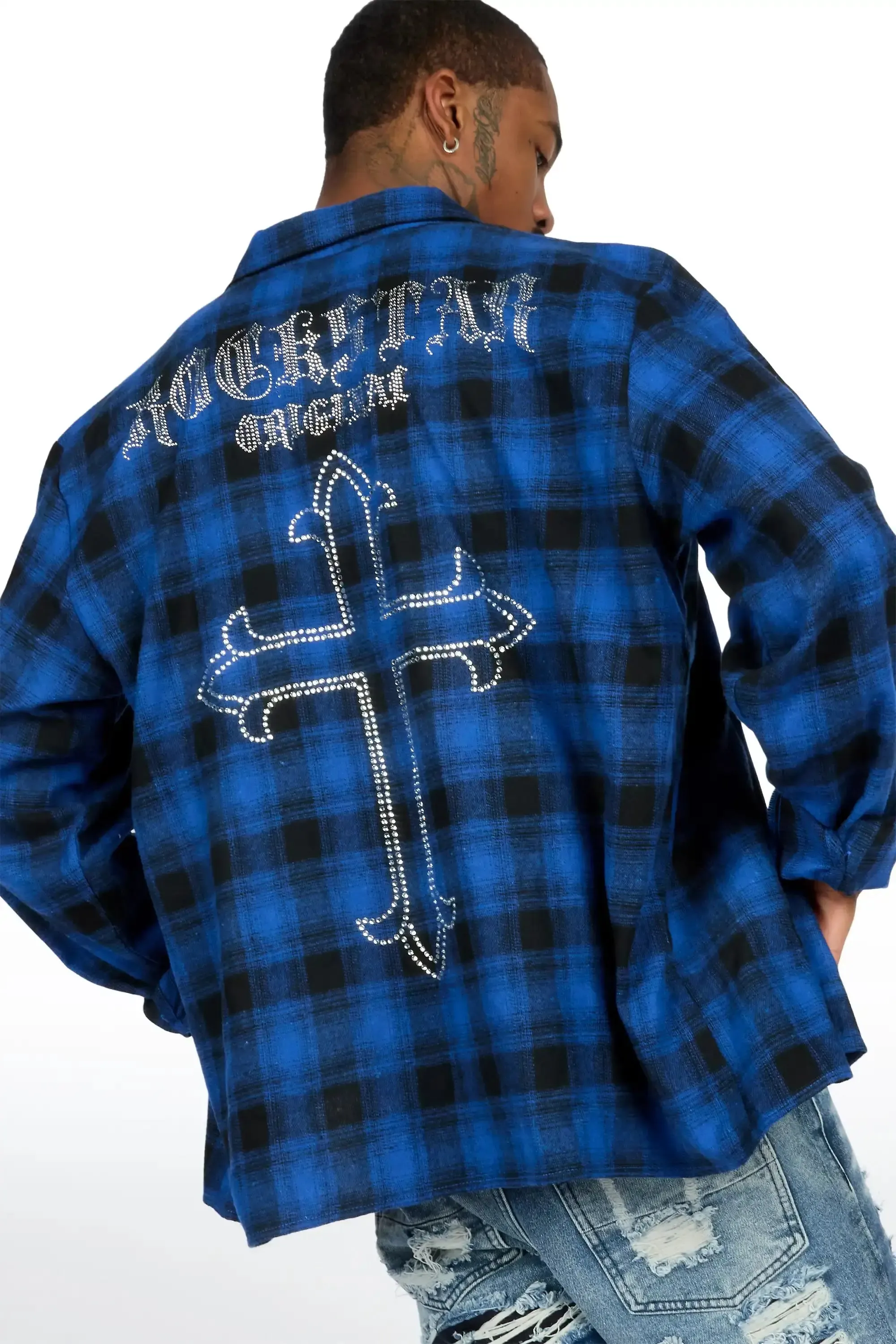 Poldi Royal Rhinestone Flannel Long Sleeve Shirt sold by Rockstar Original product image thumbnail 3
