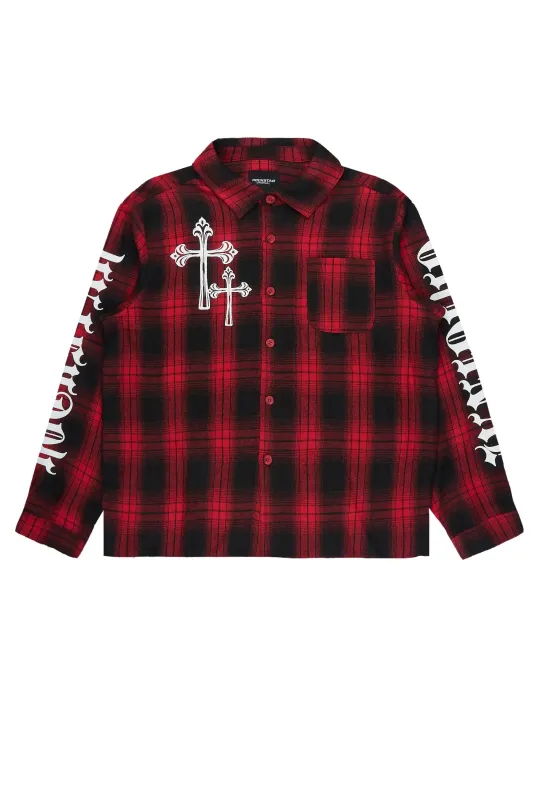 Helder Red Flannel Long Sleeve Shirt made by Rockstar Original