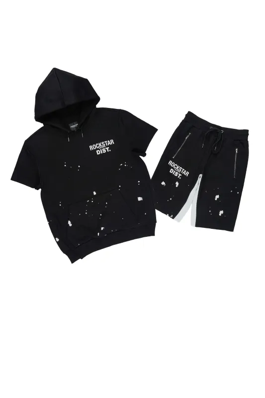 Raffer 3.0 Black Cut Sleeve Hoodie Short Set made by Rockstar Original
