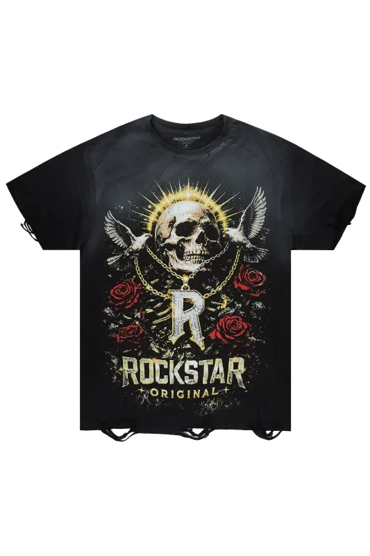 Caprie Black Oversized Graphic T-Shirt made by Rockstar Original