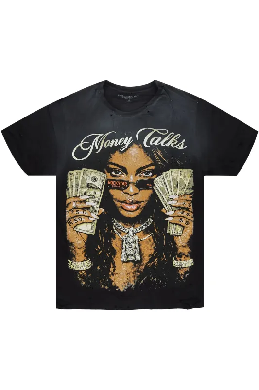 Cym Black Oversized Graphic T-Shirt made by Rockstar Original
