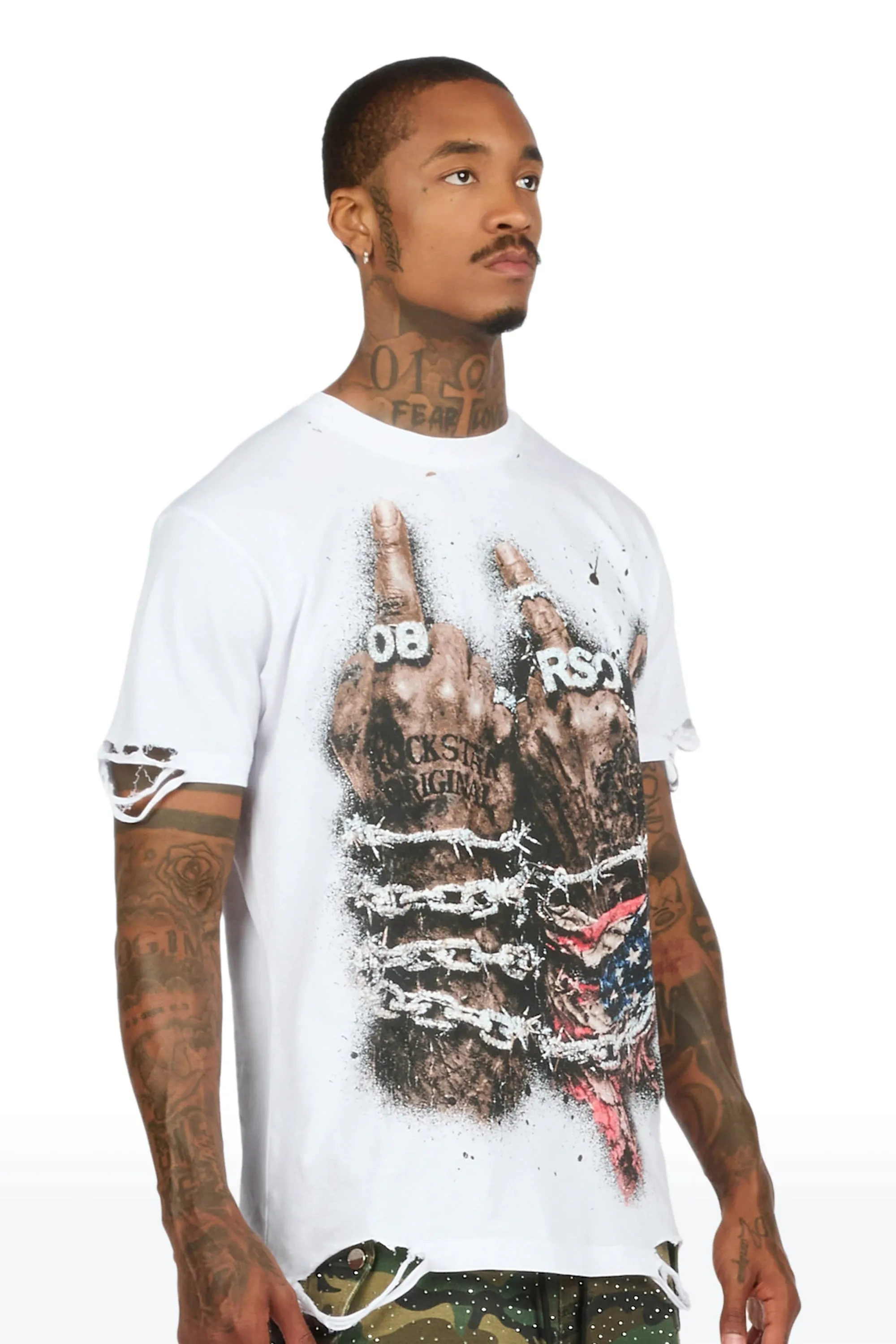 Melo White Oversized Graphic T-Shirt sold by Rockstar Original product image thumbnail 4
